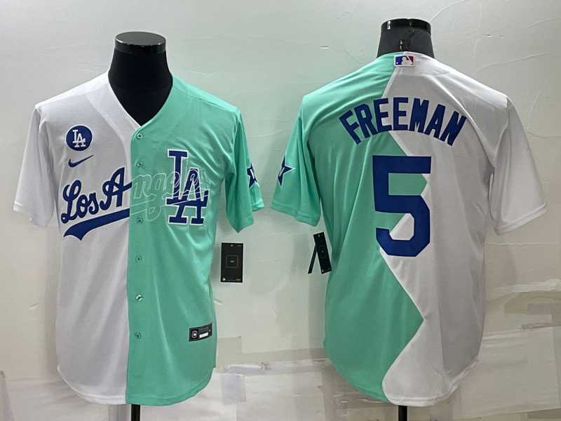 Los Angeles Dodgers #5 Freddie Freeman White Green Two Tone 2022 Celebrity Softball Game Cool Base Jersey,We sell and wholesale Los Angeles Dodgers #5 Freddie Freeman White Green Two Tone 2022 Celebrity Softball Game Cool Base Jersey on line form chian!